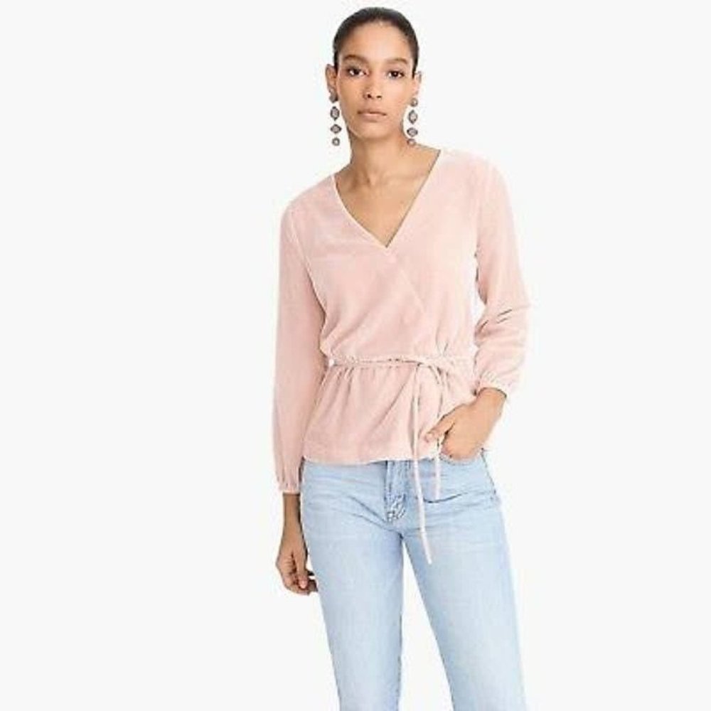 J.CREW Faux Wrap Top In Drapey Velvet 00